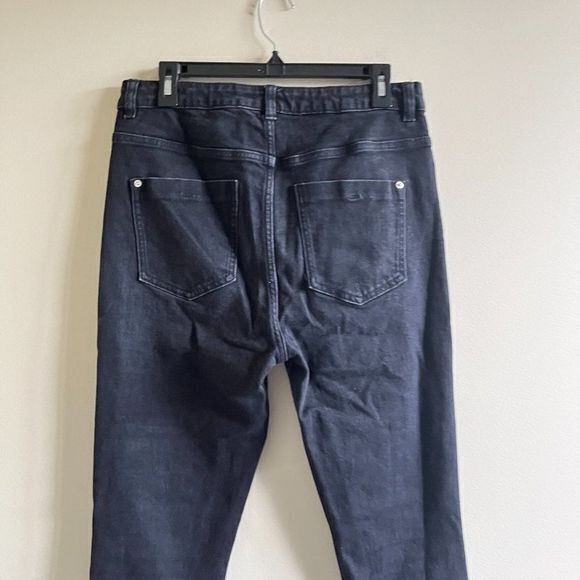ZARA HIGH RISE DARK WASH CROPPPED ANKLE JEANS DENIM WOMENS SIZE 12 PANTS - Picture 6 of 7